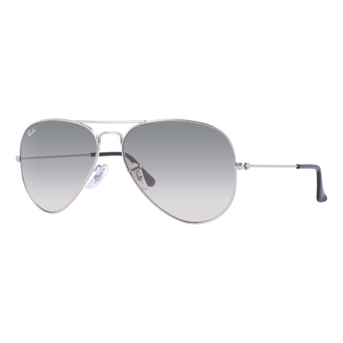 Anteojos de sol Ray-Ban Aviator Gradient Standard con marco de metal color polished silver, lente light grey de cristal degradada, varilla polished silver de metal - RB3025