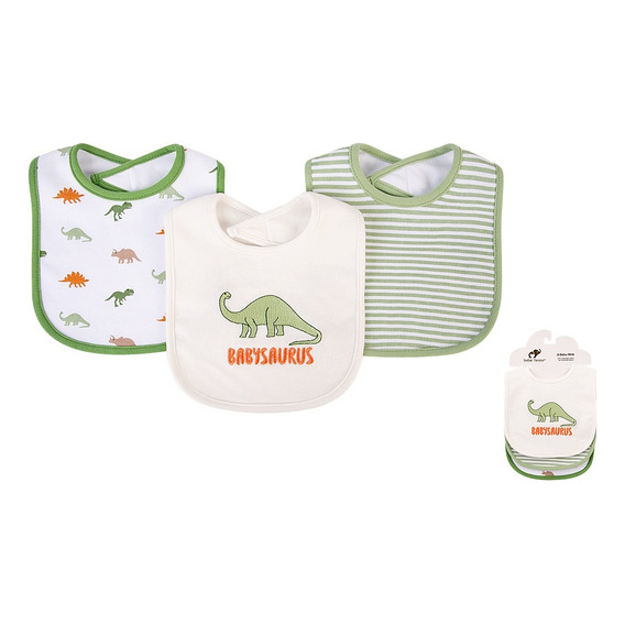 Set Baberos Bebé X3 Gerber Impermeables Mvd Kids Color Verde Setx3 Talle Unico