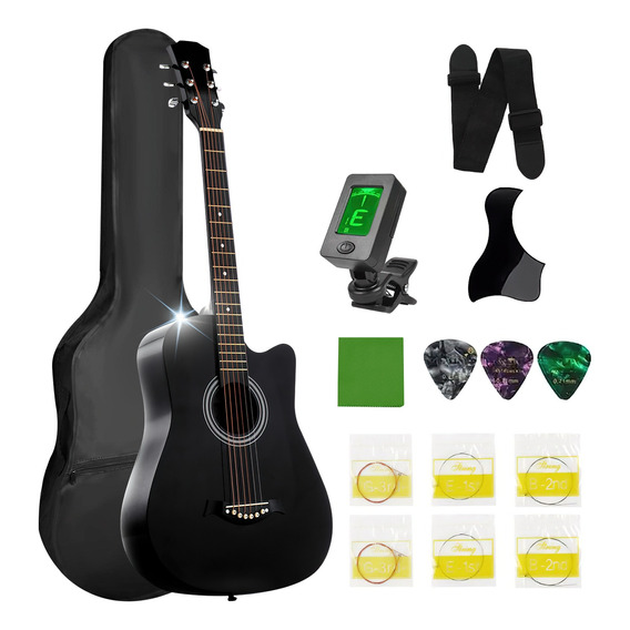 Guitarra Acustica Curva Kit Paquete Con Accesorios Completo