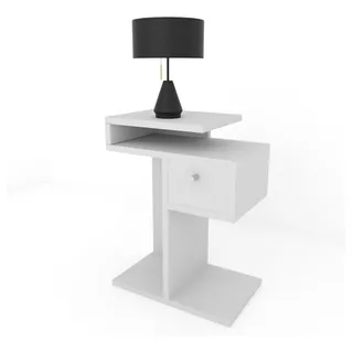 Mesa De Luz 1 Cajón Moderna Blanco