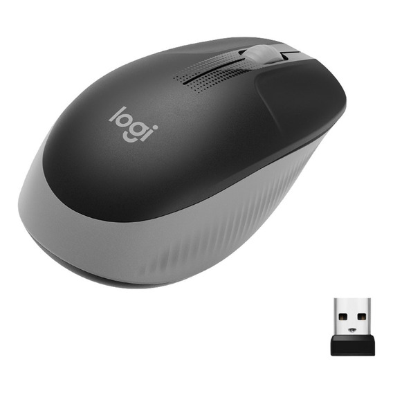 Logitech M190, Mouse Inalámbrico Full-size, Confort Completo Color Gris marengo