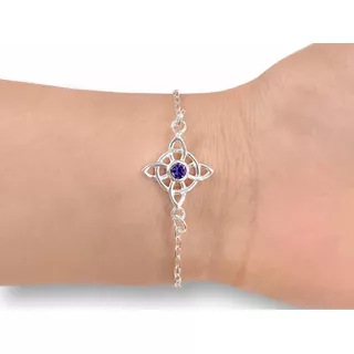 Pulsera Nudo De Bruja Con Piedra Amatista De Plata Nacional