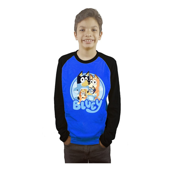 Polera Para Niños Bluey Manga Larga Estampado Dtf Cod 001