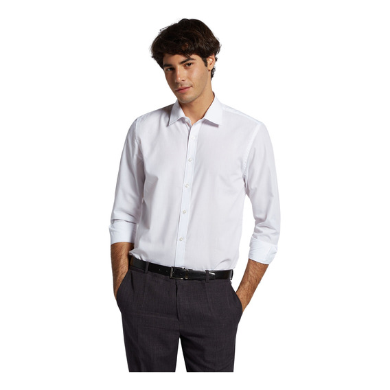 Camisa Macowens De Vestir Lisa Blanca Hombre 44472