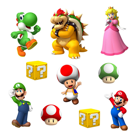 Figuras Mario Bros Base Rígida Kit 10 Pzas Coroplast