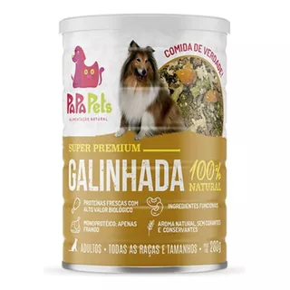 Ração Úmida Natural Cães Galinhada Em Lata 280g Papapets