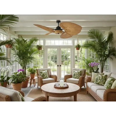 Ventilador De Techo Verona Roble Canasta Tejida Palas Rattan 1.3 M 130 Cm Tono Roble Rattan 4