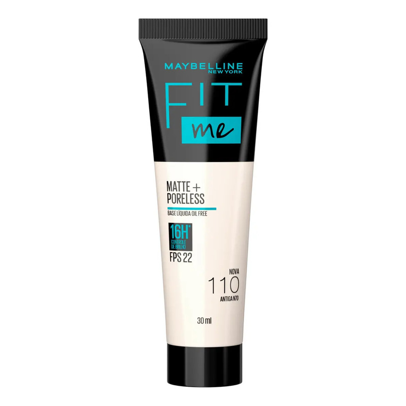 Base de maquiagem líquida Maybelline Fit Me Matte+ Poreless Fit Me FPS tom nova 110 antiga n70 - 72mL 45g