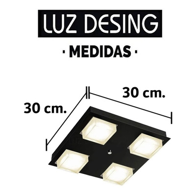 Plafon Led Cube 4 Luces Negro Alta Potencia Led Dimerizable