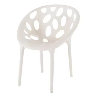 Silla Cómoda Exterior, Polipropileno Durable, Protección Uv Color Blanco