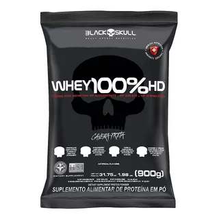 Whey 100% Hd Refil Black Skull - 900g (wpc, Wpi E Wph) Sabor Baunilha