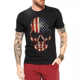 Camisa Caveira American Skull Motociclista Harley Davidson