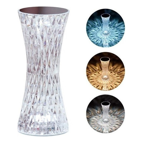 Lámpara Velador Led Recargable Usb Táctil Cristal Dimmer Bar Color de la estructura Transparente