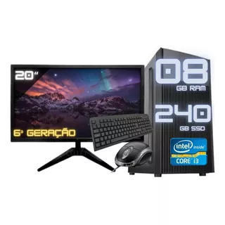 Computador Completo Pc Intel I3 6100 Ssd 240 8gb Monitor 20