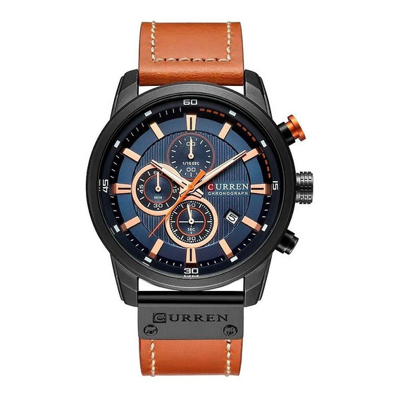 Reloj Curren Hombre Cronografo Fechador Correa De Piel