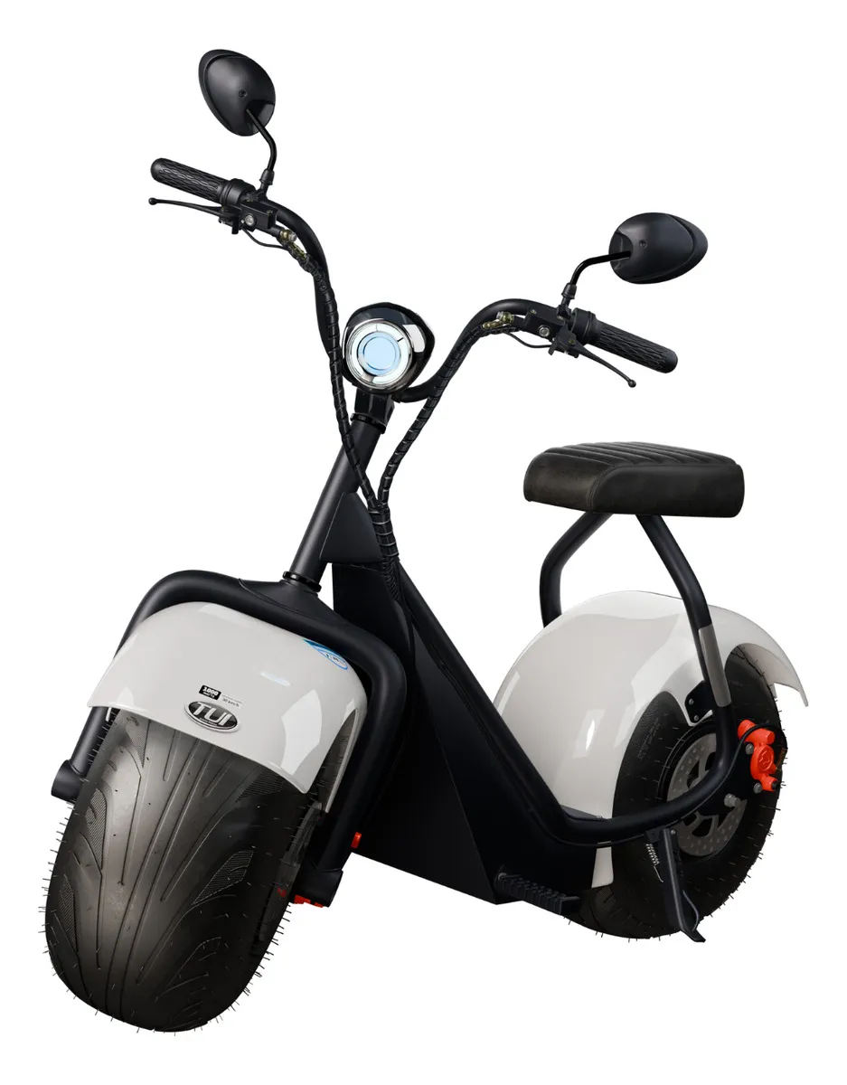 Scooter Elétrica Tui 1000W Branco Autonomia 60km Bluetooth Freios Hidráulicos
