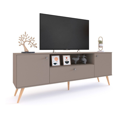 Rack Mueble Para Tv 65 Nordico / Escand. Melamina 3 Ptas + + Color Gris cubanita