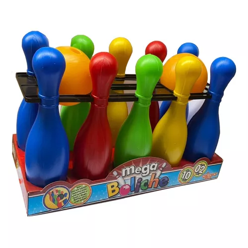 Jogo De Boliche Brinquedo Infantil C/ 6 Pinos + 2 Bolas 30cm