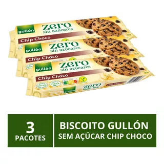 Biscoito Gullón Sem Açúcar, Chip Choco, 3 Pacotes