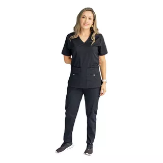 Uniforme Medico Pijama Medica Mujer Antifluido Stretch Negro