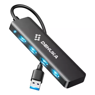 Hub Usb 4 Puertos Usb 3.0 Slim Multiplicador 5gbps Pc Compatible Con Mac Dehuka