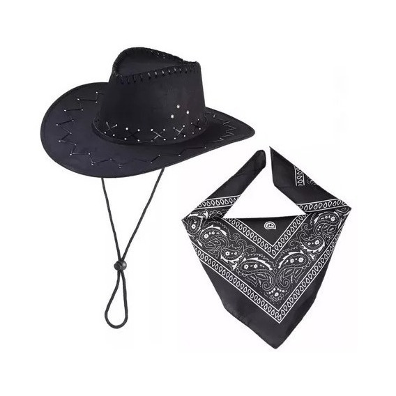 Sombreros Gamuza Para Adultos + Pañoleta Vaquero Disfraz