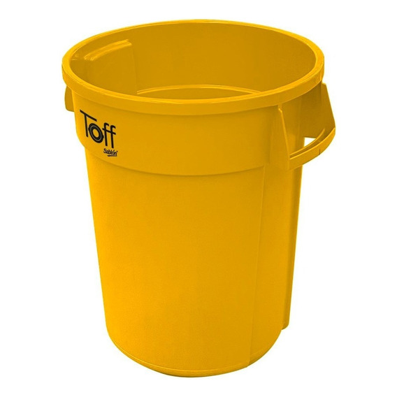 Contenedor 60l Bote Basura Toff Con Asas Color Amarillo