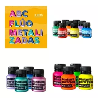 Oh My Chalk Pintura Para Telas 3 Kit Abc Metalizadas Fluo