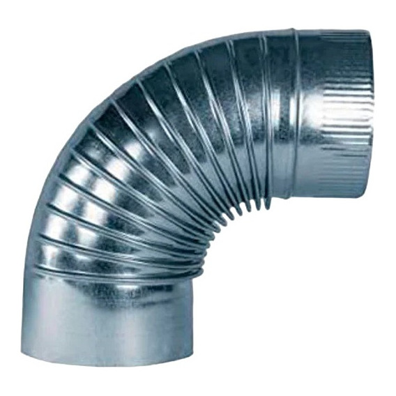 Codo 90° De Zinc 6 (15 Cm) Ventilación Chapa Galvanizada