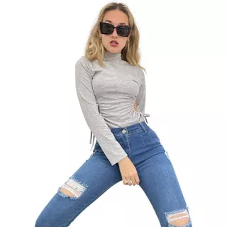 Jeans Cid Chupín Elastizado Con Roturas Mujer Pantalón 