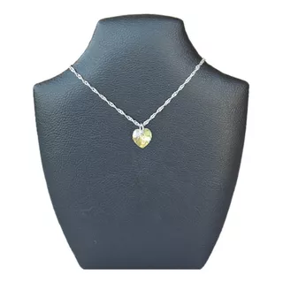 Cadenita Con Dije Corazón De Cristal  - Plata 925 Y Cristal