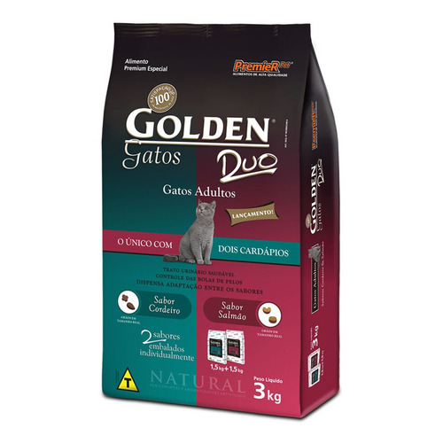 Alimento Golden Premium Especial Duo para gato adulto sabor cordeiro e salmão em sacola de 3kg