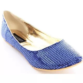 Zapato Ballerina N°38,5 Lentejuelas Azul Importados Usa