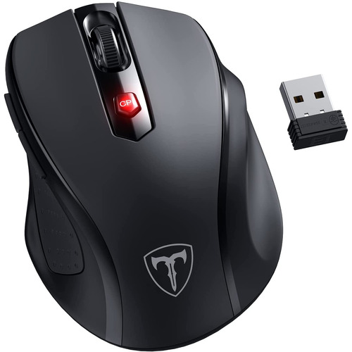 Mouse De Juego Inalámbrico Ergonomico Victsing D09 Lightspeed 5-level 2400 Dpi Portátil Para Pc Mac Chromebook, 6 Botones, Negro 2.4g