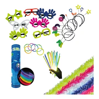 Kit Balada Festa 150 Pçs Óculos,tiara,pulseira Neon E Marabu