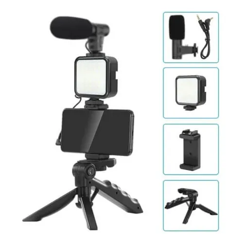 Kit Streaming Para Celular Tripode Luz Led Soporte Microfono