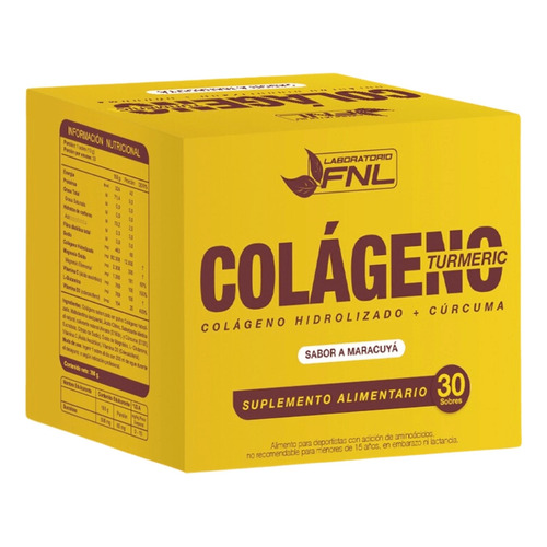 Colageno + Curcuma + Pimienta + Jengibre Fnl Caja 30 Sobres Sabor Maracuyá