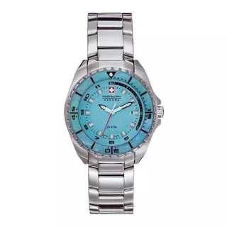 Reloj Swiss Military Mujer Acero Fdo Celeste 6-7095-1-04-023