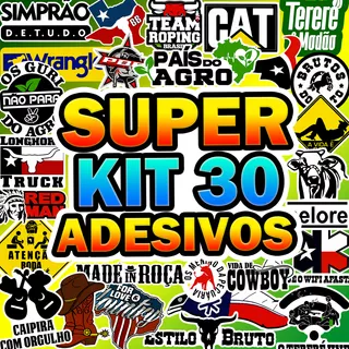 Kit 30 Adesivos Carro Moto Caminhão Country Cowboy Agro Roça