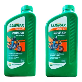  Kit 2 Litros Oleo Moto 4t 20w50 Lubrax Petrobras Essencial