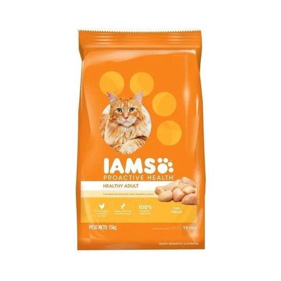 Alimento Iams Adult +1 para gato adulto sabor pollo en bolsa de 15kg
