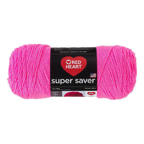 Estambre Acrílico Liso Super Saver Red Heart Coats Color 0722 Pretty´n Pink