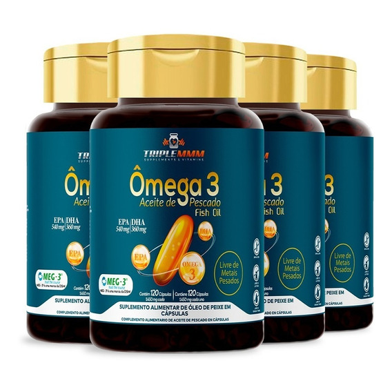 Kit Con 4 Omega 3 Libre De Metales Pesados  Total 480 Caps