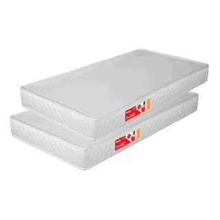 Kit 2 Colchões Liso Para Mini Cama 148x68x12 Cm D20 Branco