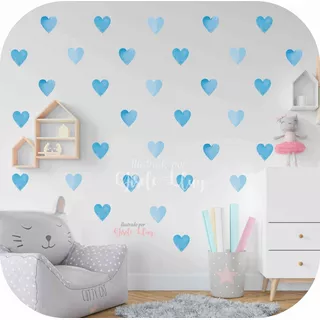 Vinilo Decorativo Trama Infantil Pared Corazón En Acuarela 