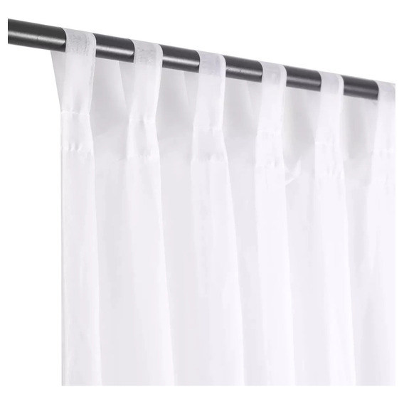 Cortina Velo Liso Con Presilla 140x220 Cm 2 Paño - Blanco Color Blanco Con Presillas