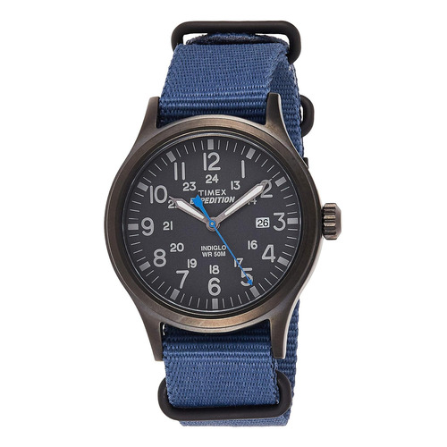 Reloj Timex Tw4b048009j Men's Tw4b04800 Expedition Scout 4 Color de la correa Azul Color del bisel Acero inoxidable Color del fondo Negro