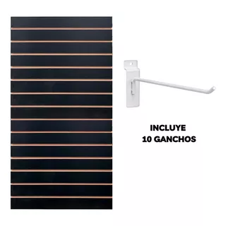 Panel Ranurado 60x122cm Negro - Incluye 10 Ganchos - Tumin