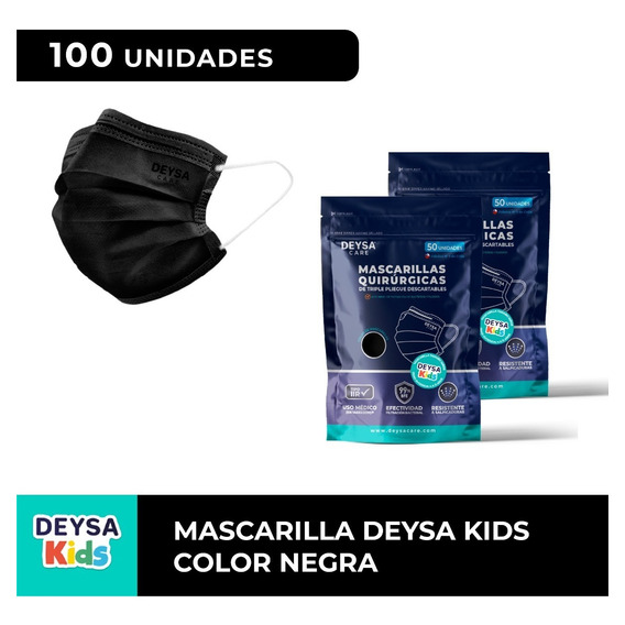 Mascarillas Desechables Niños 2 Env. Resellable (100 Un)