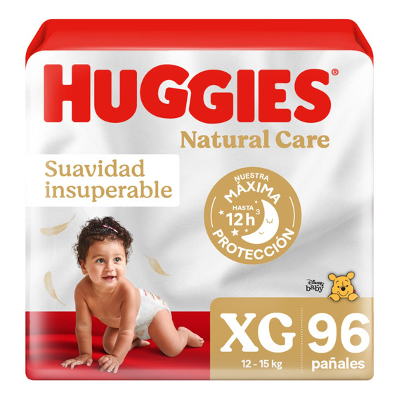 Pañales Huggies Natural Care - Paq 96 Un - Talla Xg